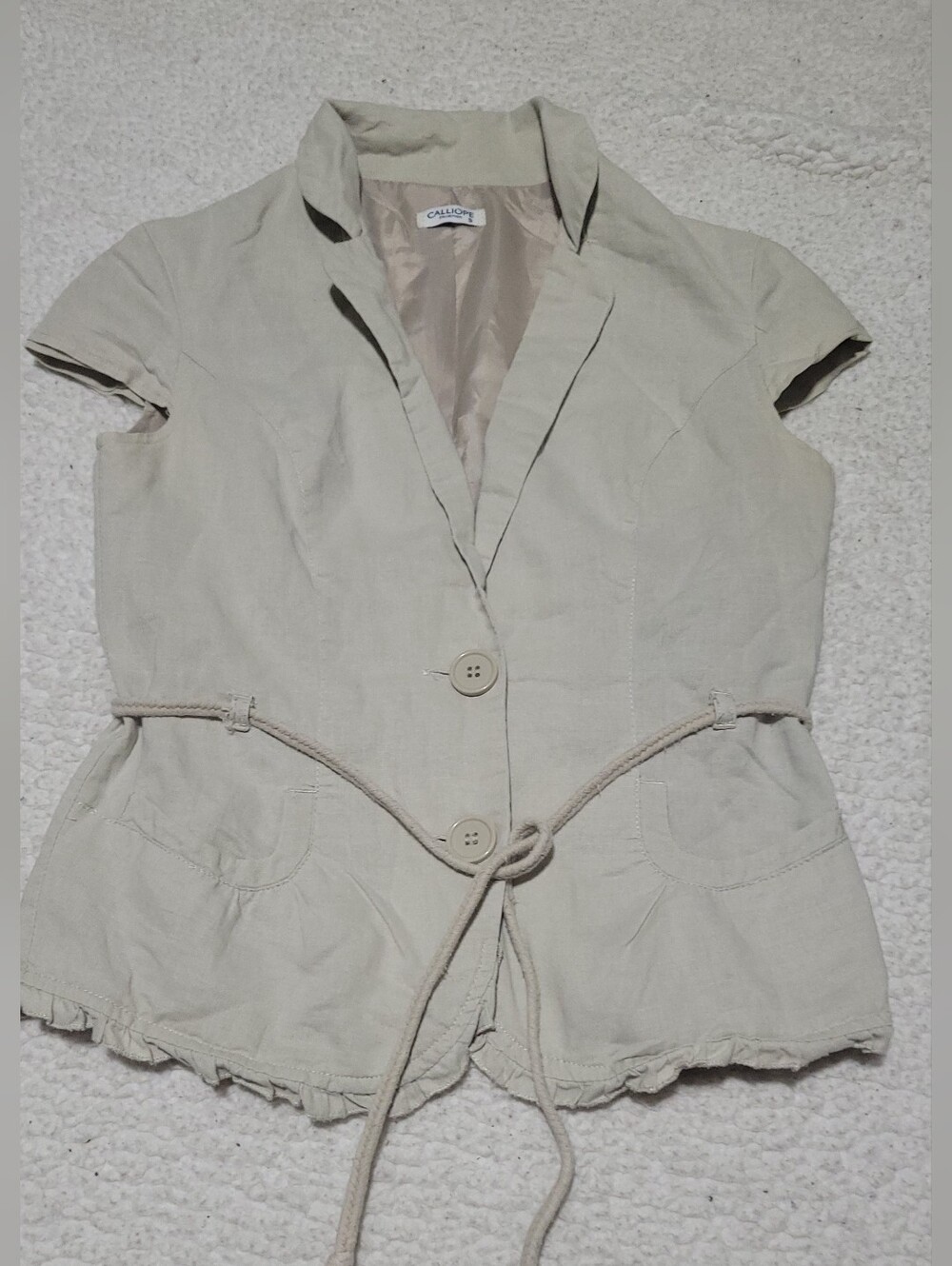 Calliope Cream Short-Sleeve Drawstring Blazer